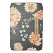 Tapis De Bain Fleurs modernes Jaune & Kraft Personnalisé (devant Vertical)