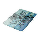 Tapis De Bain Fleurs Modernes Sur Arrière - plan Bleu Rêvé (Angle)