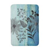 Tapis De Bain Fleurs Modernes Sur Arrière - plan Bleu Rêvé (Devant (Vertical))