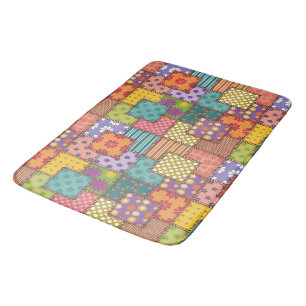 Tapis De Bain Fleurs Motifs Patchwork Polka Dot Stripe