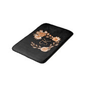 Tapis De Bain Fleurs noir marron et pêche avec monogramme  (Angle)