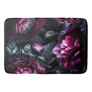 Tapis De Bain Fleurs noires audacieuses et lunatiques Jardin flo