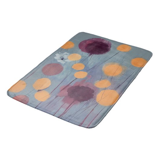 Tapis De Bain Fleurs orange et rose abstraites (Angle)