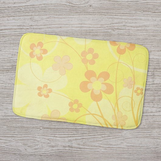 Tapis De Bain Fleurs orange jaune Simple été rétro Floral