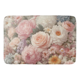 Tapis De Bain Fleurs Pastel Style Chic Démodé Motif Floral Rose