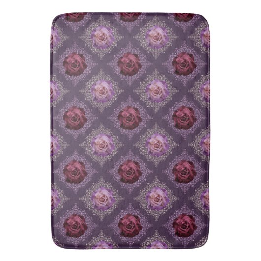 TAPIS DE BAIN FLEURS PLUM & PURPLE EN MOTIF DIAMOND (devant Vertical)
