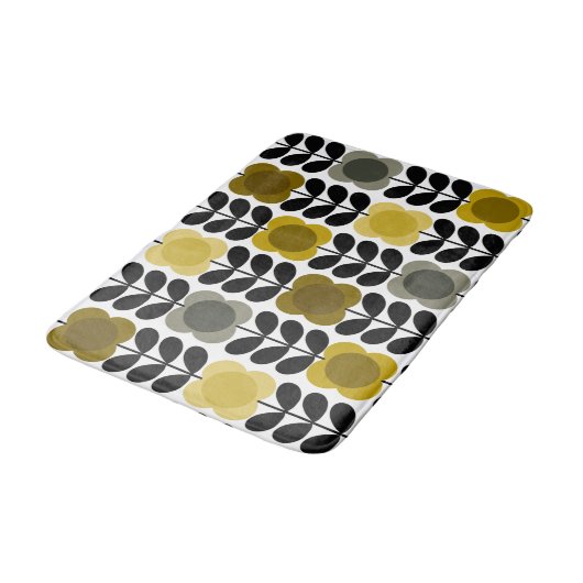 Tapis De Bain Fleurs Ravissantes Rtro, Gris Jaune (Angle)