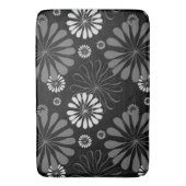 Tapis De Bain Fleurs Rétro Noir et Blanc (devant Vertical)