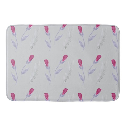 Tapis De Bain Fleurs rose gris (Devant)