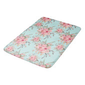Tapis De Bain Fleurs rose pâle sur bleu clair (Angle)