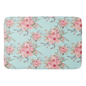 Tapis De Bain Fleurs rose pâle sur bleu clair (Devant)