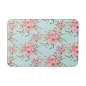 Tapis De Bain Fleurs rose pâle sur bleu clair (Devant)