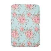 Tapis De Bain Fleurs rose pâle sur bleu clair (Devant (Vertical))