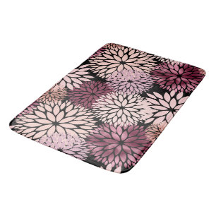 Tapis De Bain Fleurs roses bleues bordeaux