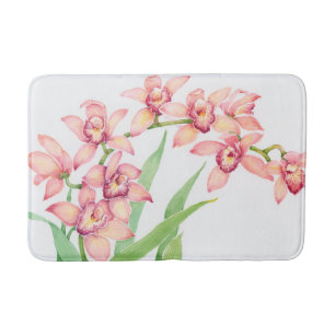 Tapis De Bain Fleurs roses d'aquarelle