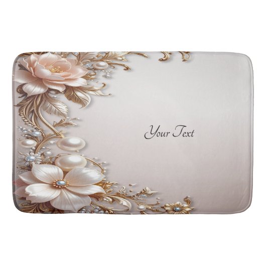 Tapis de bain Fleurs roses et blanches douces (Devant)