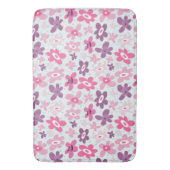 Tapis De Bain Fleurs roses et Coeurs Bleus mignons Whimsical (devant Vertical)