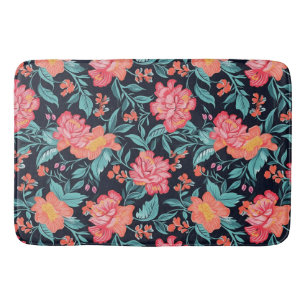 Tapis De Bain Fleurs roses et coraux