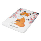Tapis De Bain Fleurs roses Fox mignonnes Nom de l'enfant ou votr (Angle)
