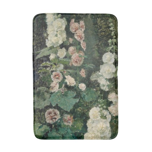 Tapis De Bain Fleurs Roses Hollyhock (Devant (Vertical))