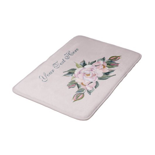 Tapis De Bain Fleurs roses Magnolia (Angle)