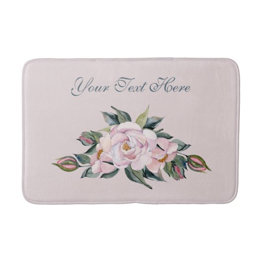 Tapis De Bain Fleurs roses Magnolia (Devant)