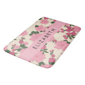 Tapis De Bain Fleurs Roses, Motif De Fleurs, Votre Nom (Angle)