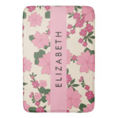 Tapis De Bain Fleurs Roses, Motif De Fleurs, Votre Nom (devant Vertical)