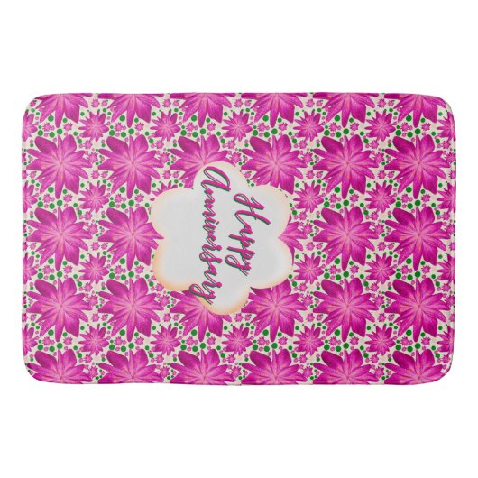 Tapis De Bain Fleurs roses personnalisées et sur mesure  (Devant)