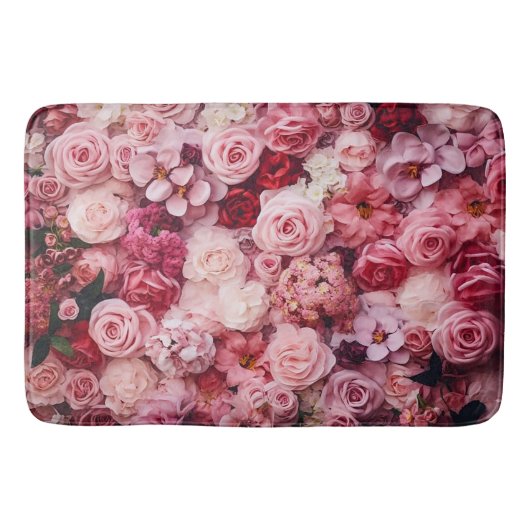 Tapis De Bain Fleurs roses roses Élégantes Fille (Devant)