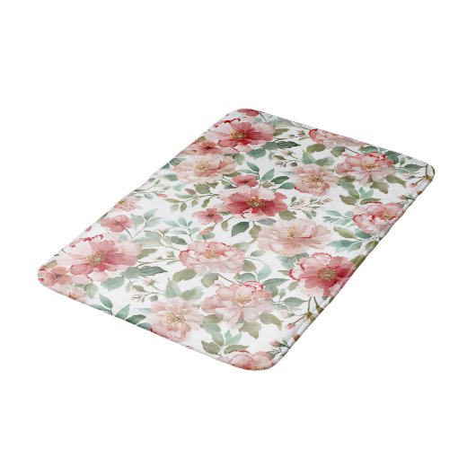Tapis De Bain Fleurs roses rouges (Angle)