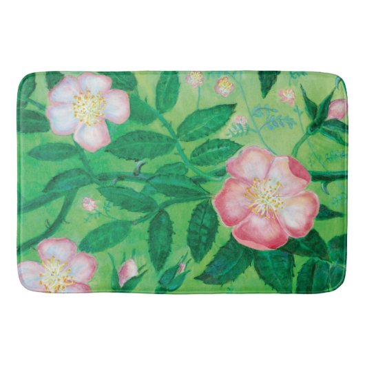 Tapis De Bain Fleurs roses sauvages (Devant)