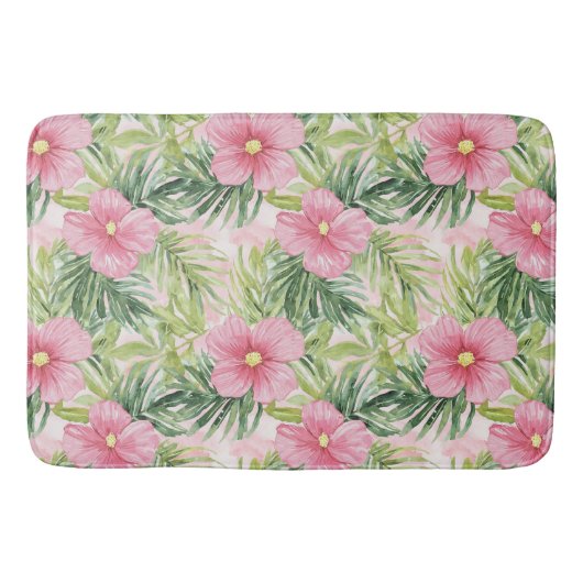 Tapis De Bain Fleurs roses tropicales (Devant)