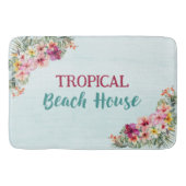 Tapis De Bain Fleurs roses tropicales Florales Maison de plage b (Devant)