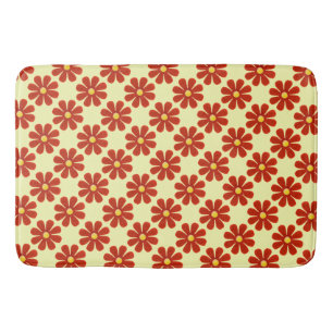 Tapis De Bain Fleurs rouge foncé printemps, jaune clair arrière