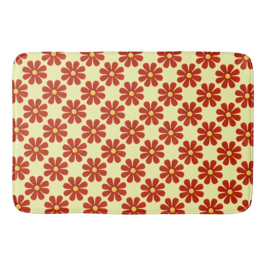 Tapis De Bain Fleurs rouge foncé printemps, jaune clair arrière  (Devant)