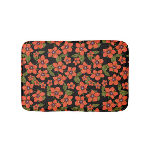 Tapis De Bain Fleurs rouges aquarelle
