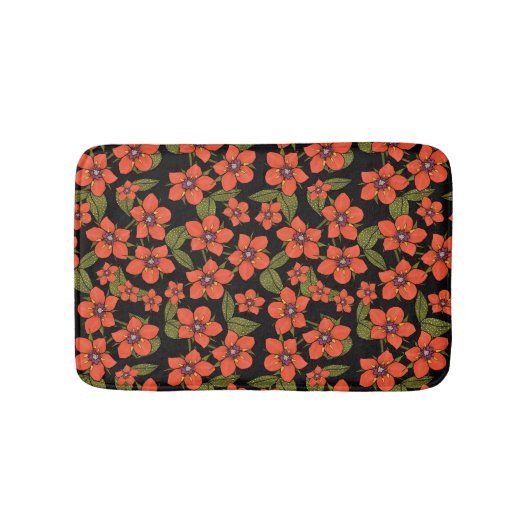 Tapis De Bain Fleurs rouges aquarelle (Devant)