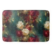 Tapis De Bain Fleurs rouges blanches vertes (Devant)