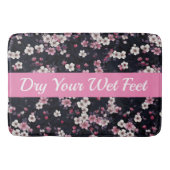 Tapis De Bain Fleurs Sakura Roses Noires, Design Motif, (Devant)