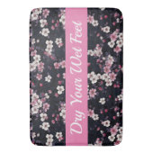 Tapis De Bain Fleurs Sakura Roses Noires, Design Motif, (devant Vertical)