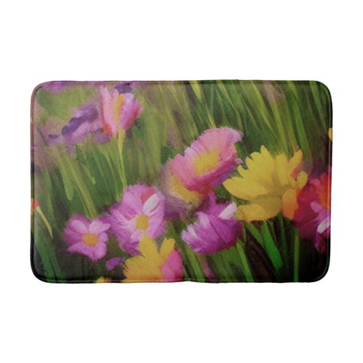 Tapis De Bain Fleurs Sauvages À Dusk Aquarelle Art Floral (Devant)