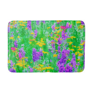 Tapis De Bain Fleurs sauvages d'été dans un champ vert