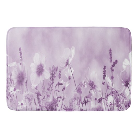 Tapis De Bain Fleurs sauvages magenta ombragées (Devant)
