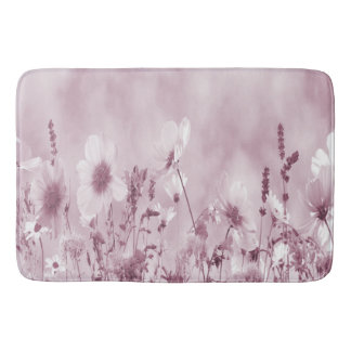 Tapis De Bain Fleurs sauvages ombrées roses