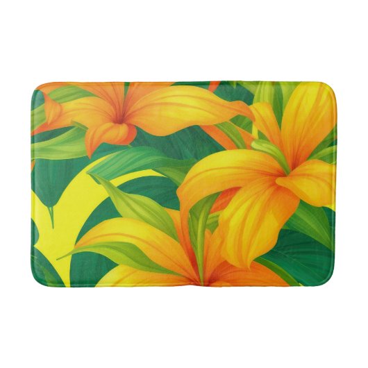 Tapis De Bain Fleurs tropicales colorées (Devant)