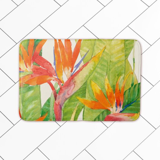 Tapis De Bain Fleurs tropicales | Oiseau du paradis