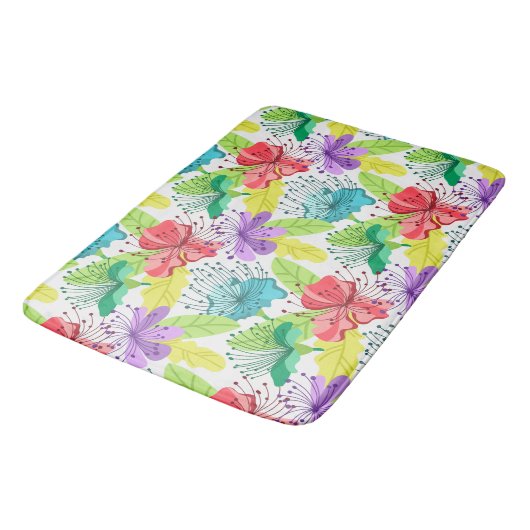 Tapis De Bain Fleurs tropicales sans couture motif (Angle)