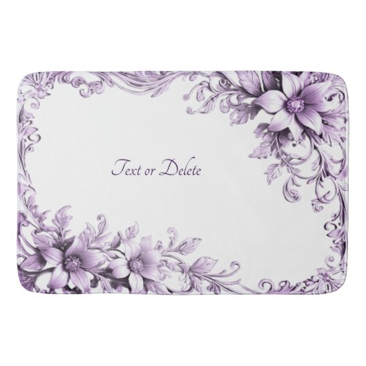 Tapis de bain Fleurs Violettes Élégantes (Devant)