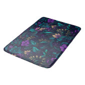 Tapis De Bain Fleurs violettes et Feuilles Turquoises (Angle)